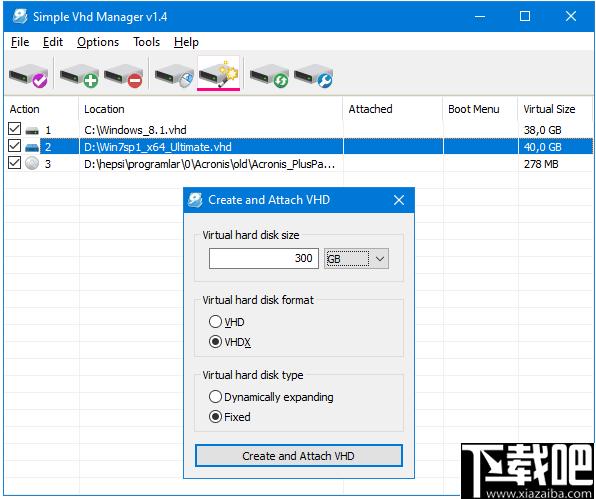 Simple VHD Manager下载,虚拟磁盘,磁盘管理
